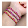 Fashion Lumineux Women's 925 Sterling Silver 18K Gold Rhodium Plated Natural Ruby Stone Bracelet Classic Style for Gifts Parties