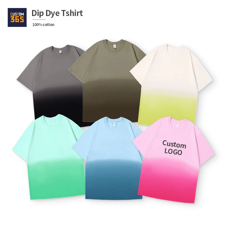 Dip Dye Hanging Dyed Streetwear Summer 100% Cotton Fashion Custom Logo Mens Shirts Printed Tie Dye Shirt