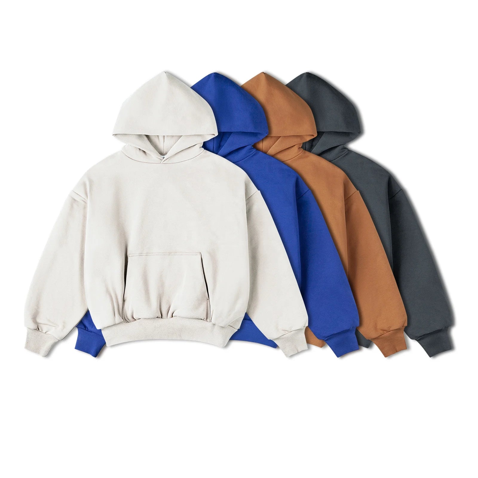 400g Custom Logo Streetwear Blank Heavy Pull Over Black Hoodies100% Cotton Plain Heavyweight Oversized Cropped Hoodie Men