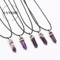 Hot Sale Classic Style Amethyst Hexagonal Column Stone Pendant Natural Crystal Pendants