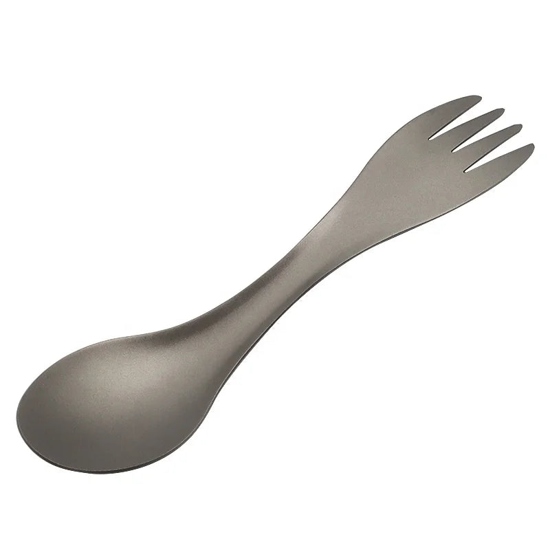2 in 1 Camping Hiking Cutlery Ultralight Pure Titanium Spork for Outdoors