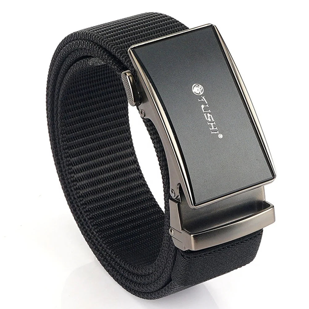 TUSHI Men's Custom Fashion Nylon Belt Wholesale Business Style Adjustable Alloy Automatic Durable 3.4CM Width 120CM Length