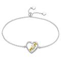 Abiding Ethiopia Opal Birthstone Bracelet 925 Sterling Silver Adjustable Heart Bracelets for Women Fine Jewelry