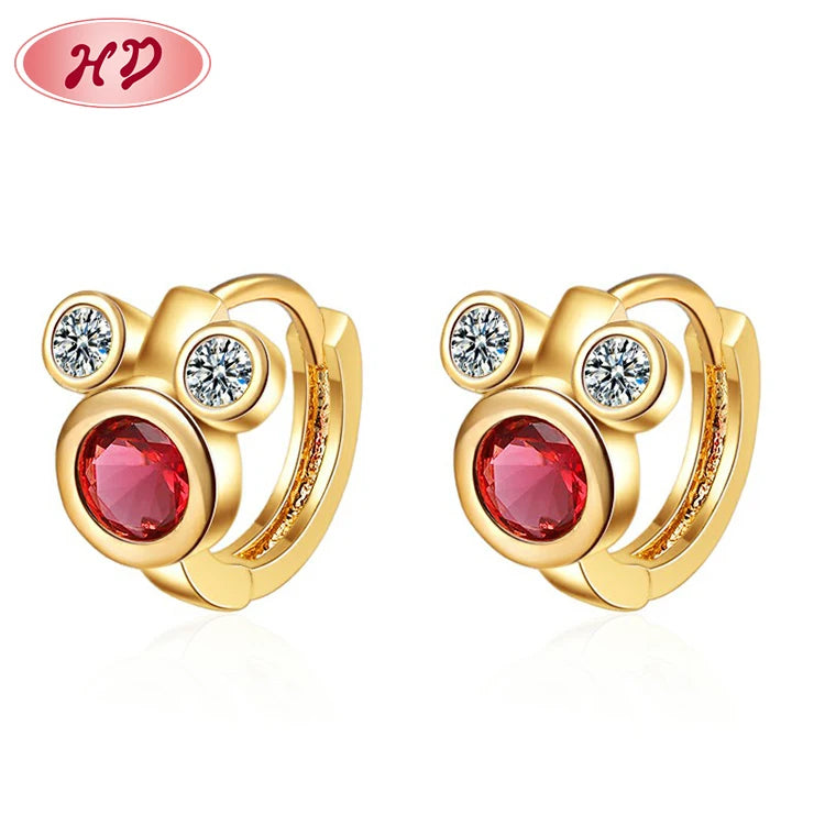 Hengdian 2022 18K Gold Plated Grand Mickey Shape Jewelry Gift Cute Huggie Earrings for Girls
