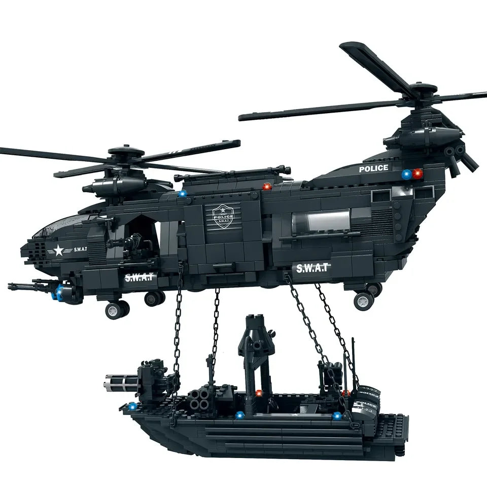 DIY Two in One Plastic Armed Transport Aircraft Building Assembly Blocks Pluzze Figure Toys for KIds Helicopter Education Toys