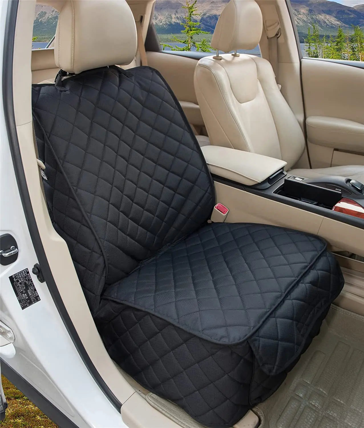 Car Seat Cover for Dogs Front Seat Waterproof Pet Car Seat Protector Scratch Resistant Vehicle Dog Hammock with Anchor Straps