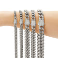 6mm8mm10mm12mm14mm Cuban Chain Stainless Steel Natural Encryption Spring Buckle Micro-inset Zircon Polished Chain
