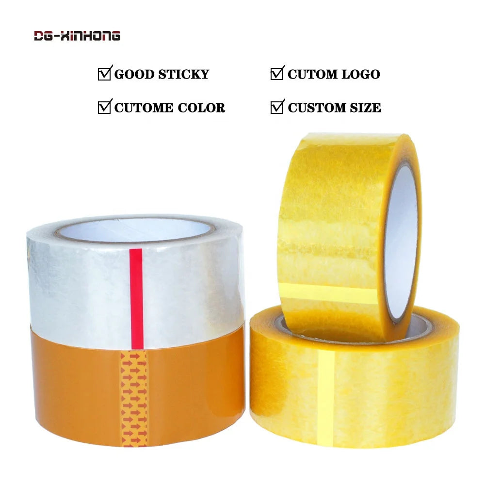 2- Heavy Duty Custom Printing Brown Yellow Transparent Clear Cello BOPP Carton Packing Packaging Sealing Shipping Adhesive Tape