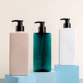 400ml for Clear Plastic Rectangle PET Shampoo Bottle Green Pink Empty for Use with Cosmetics Like Lotion Face Mask Nail Polish