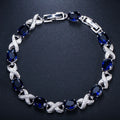 Popular Multicolor Oval Cut Cubic Zirconia Cross Link Chain Bracelets Women Charming Wedding Bracelet Bangle Party Jewelry Gift