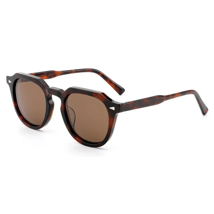 Fashion Sunglasses Round Polarized Sunglasses Women Luxury Brand 2025 Custom Black Acetate Sunglasses