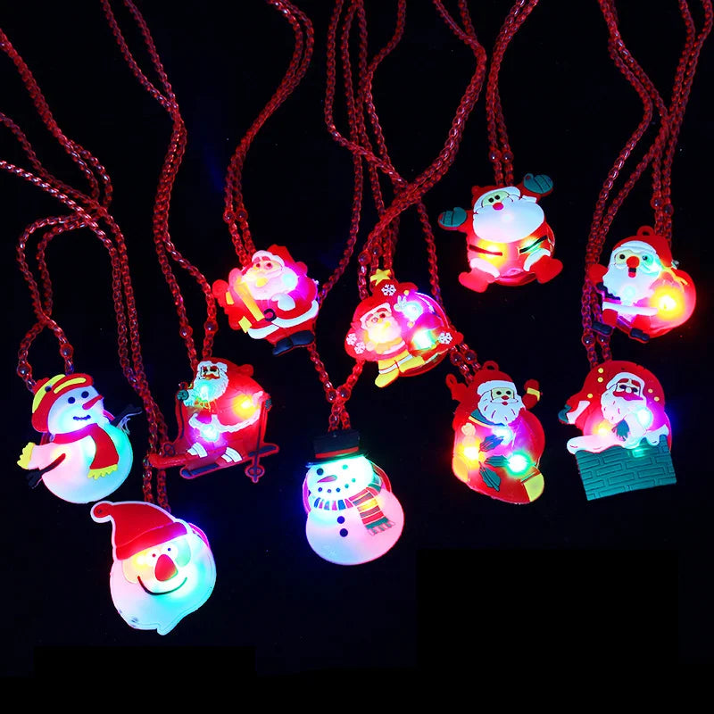 New Year Christmas LED Light up Santa Shaped Necklace Bracelet Modern Style Kids Decorations Toys Girls Children's Modern Gifts