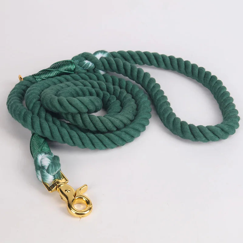OKEYPETS Custom Personalized Multi Color Luxury Fashion Simple Solid Natural Cotton Running Dog Rope Leashes