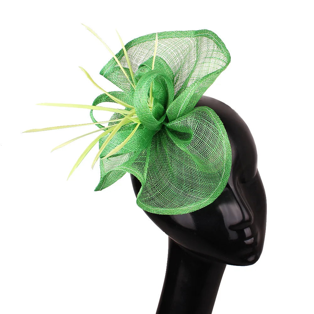 Wedding Bridal Fascinator Sinamay Hat Headdress Mesh Elegant Feather Wedding Party Bridal Hat Feather Headdress Hair Accessories