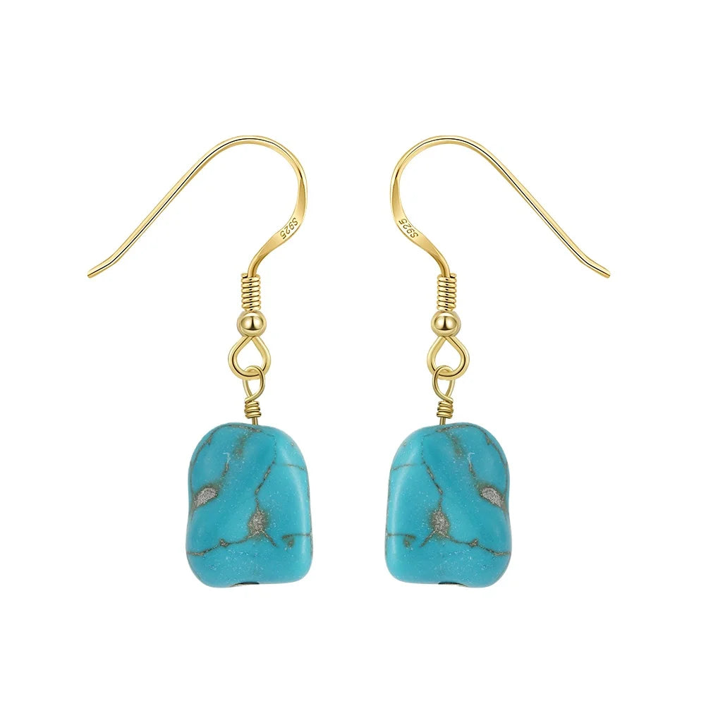 RINNTIN GME45 Classic Bohemia Vintage Green Turquoise square Stud Earring for Women Wholesale Jewelry