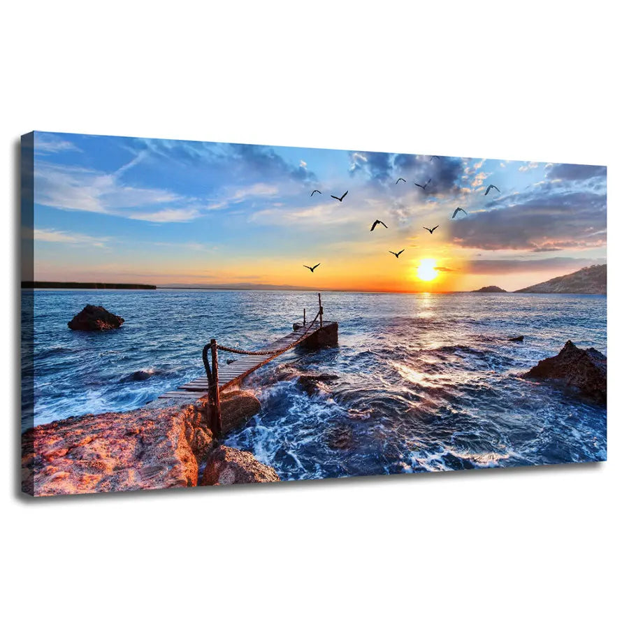Original Art Landscape Painting-Sunset Scenery Sea Pictures OEM&ODM Wall Decor Spraying Printing