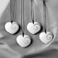 Natural Crystal Semi Precious Stone Spiral Sun Shell Heart Pendant Heart Shape Conch Hard Shell Fossil Necklace