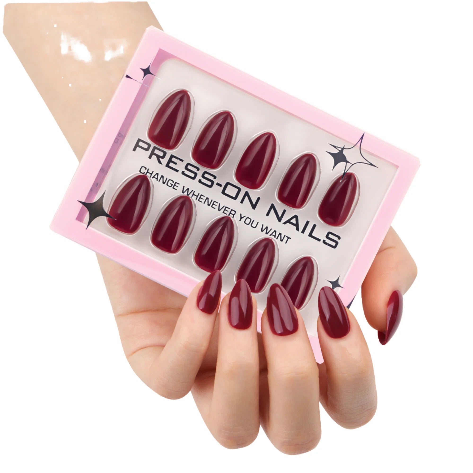 30 Pcs pink French White-edge High-end Short Almond Nail Pieces Almond Shape Acrylic Press on Nails Customize False Nails GD