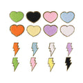 Colors Glitter Edge Heart Lightning Bolts Shape Embroidered Handmade Iron-On Nonwoven Felt Chenille Patches for Towel