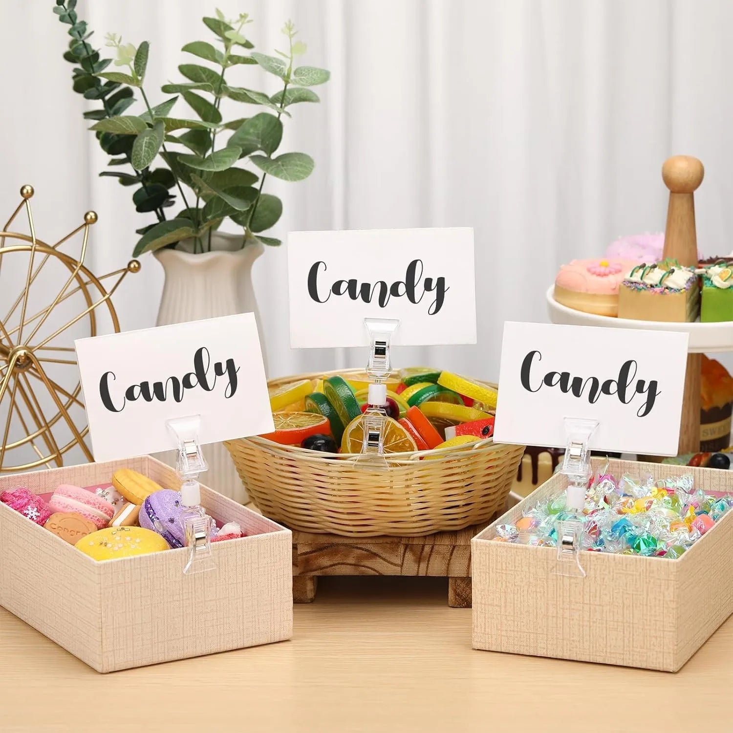 Display Clip Double Sided Sign Display Mini Clip Clear Rotatable Merchandise Clip on Holder Plastic Price Tag