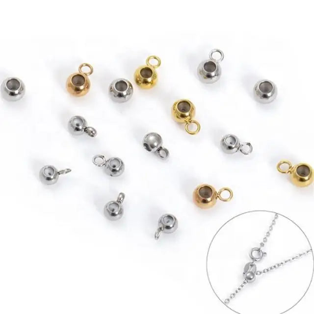 2-Color DIY Vacuum Ion Metal Beads Holder Connector Stopper Spacers Brass Hanger Links Golden Silver Bail Bead Charm Loop