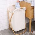 Extra Large Foldable Bamboo Laundry Hamper Basket Waterproof and Collapsible Cloth Hamper for Closet and Bathroom
