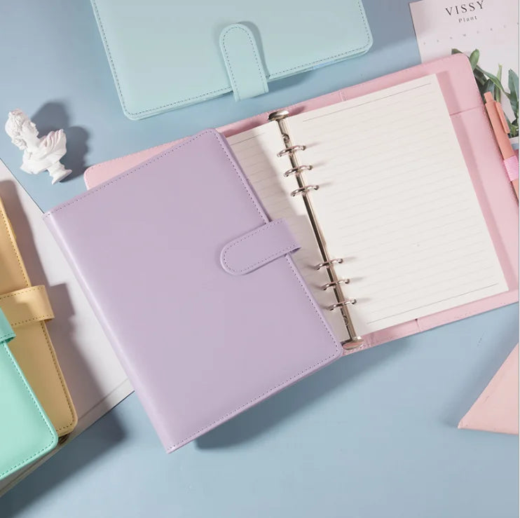 Wholesale Morandi Mini Kawaii Dotted Grid A5 Notebook Cute Office A6 Custom Leather 6 Ring Binder Printed A5 Size Loose-leaf