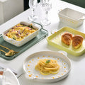 Solhui Ceramic Home Baking Dishes Oven Baked Heat-resistant Cheese Gratin Plates with Handle