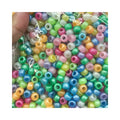 Plastic 6*9mm Glitter Pony Beads Christmas Sparkles Barrel Hair Beads  for School Crafts Hair Decor Jewelry Making