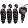 2021 Popular Loose Wave Virgin Hair Bundles With Lace Closure 100% Unprocessed Cambodian Virgin Cuticle Aligned Human Hair