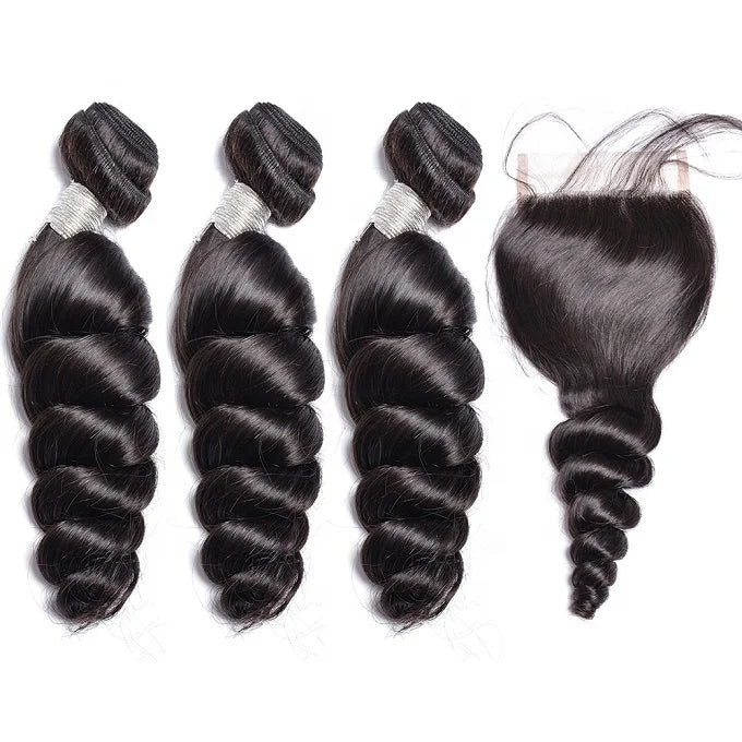 2021 Popular Loose Wave Virgin Hair Bundles With Lace Closure 100% Unprocessed Cambodian Virgin Cuticle Aligned Human Hair