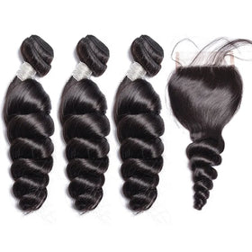 2021 Popular Loose Wave Virgin Hair Bundles With Lace Closure 100% Unprocessed Cambodian Virgin Cuticle Aligned Human Hair