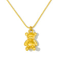 MICCI Wholesale Custom 18K Gold Plated Stainless Steel Jewelry Cute Cartoon Teddy Bear Charm Pendant Gold Teddy Bear Necklace