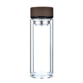 Transparent Mini Capacity Bilayer Glass Water Bottle with Stainless Steel Screw Lid