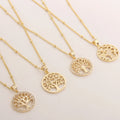 Custom Hollow Tree of Life 18k Gold Plated Brass Pendant Necklace Fashion Jewelry for Women Men Girls Boys Party Trendy Gifts