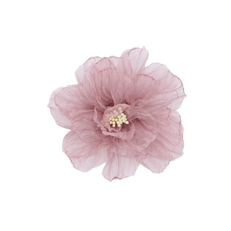 10 cm Burn Edge Organza Flower DIY Bridal Head Flower Wrist Brooch Accessories Clothing Shoes and Hats Accessories Flower