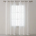 Custom White Embroidered Geometric Design 100% Polyester Modern All-Season Living Room Window Sheer Tulle Embroidery Curtains