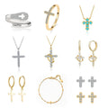 Border Wholesale Christian Engagement 925 Sterling Silver Turquoise Mini Zircon Chain Faith Ring Cross Crown Earrings Colorful