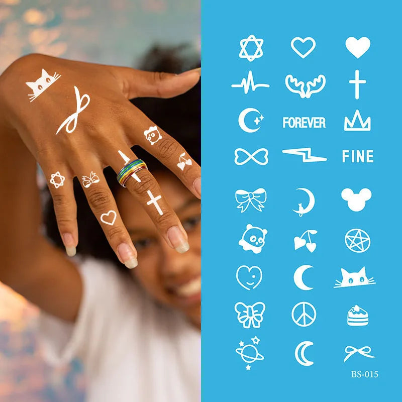 White Henna Temporary Tattoo Stickers Lace Pattern Fake Tattoos Sexy Chain Holy Blooming Flower Wedding Art Design Waterproof