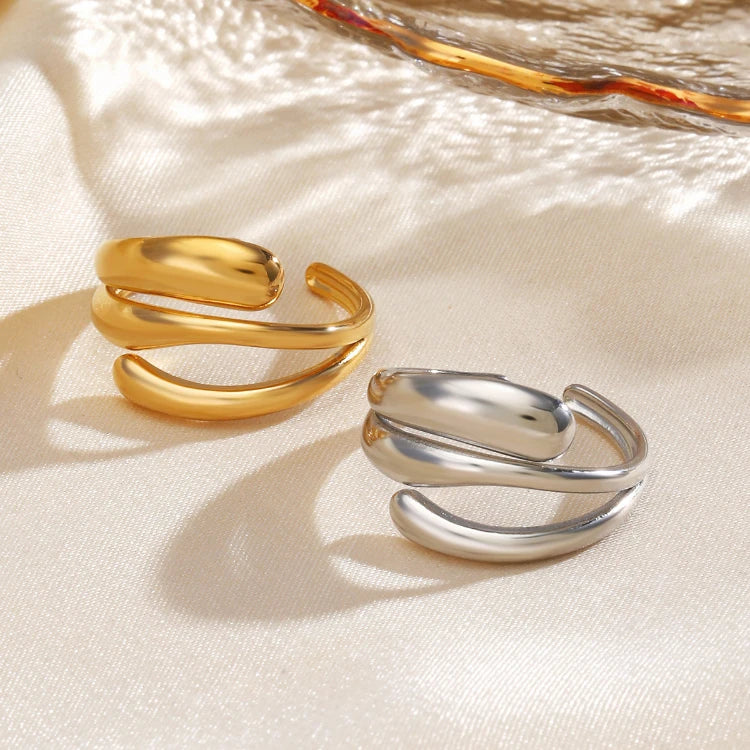 X180 Wholesale 18k Gold Plated Stainless Steel Ring Hip Hop Irregular Geometric Ring Jewelry for Women