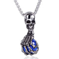 Men's Stainless Steel Vintage Gothic Skull Head Ghost Dragon Claw Ball Pendant Necklace Jewelry Making