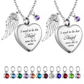 New Style Custom Logo Stainless Steel Necklace Angel Wing Heart Charm Cremation Memorial Ashes Urn Necklace Birthstone Charm