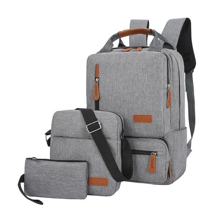Factory Cheap 3Pcs/Set Backpack Waterproof Men Business Backpack Set Large Nylon School Bag