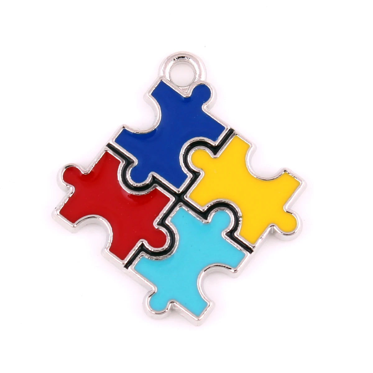 IMG 9762 Fashion Rhodium Plated Zinc Alloy Enamel Puzzle Piece Autism Awareness Jigsaw Pendant