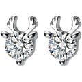 Yulu You You Women's Elegant Cute Christmas Trendy Style Earrings Platinum Little Reindeer Zircon Korean Antler Gold Plated