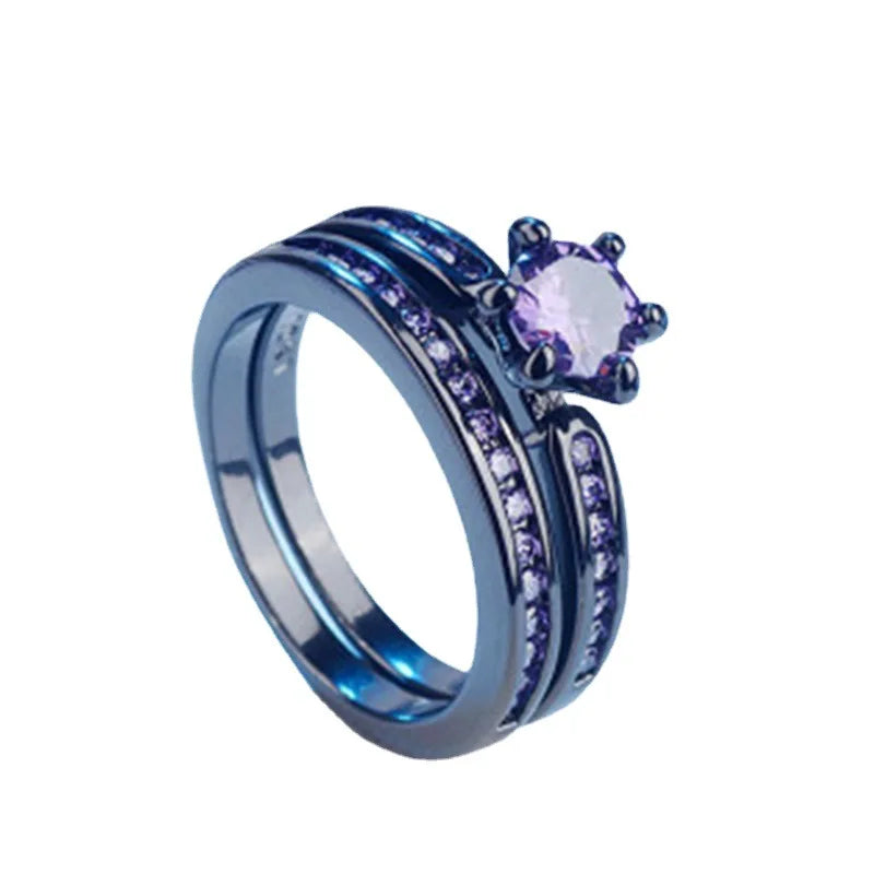 2025 Luxury Engagement White Gold Wedding Ring Set Trendy Crystal Wedding Rings Couple Set for Women