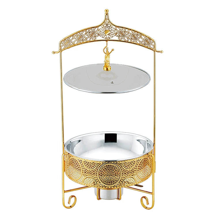 Wedding Party Chaffing Dishes Catering Stainless Steel Buffet Server Food Warmer Luxury Gold Chafing Dish Buffet Set