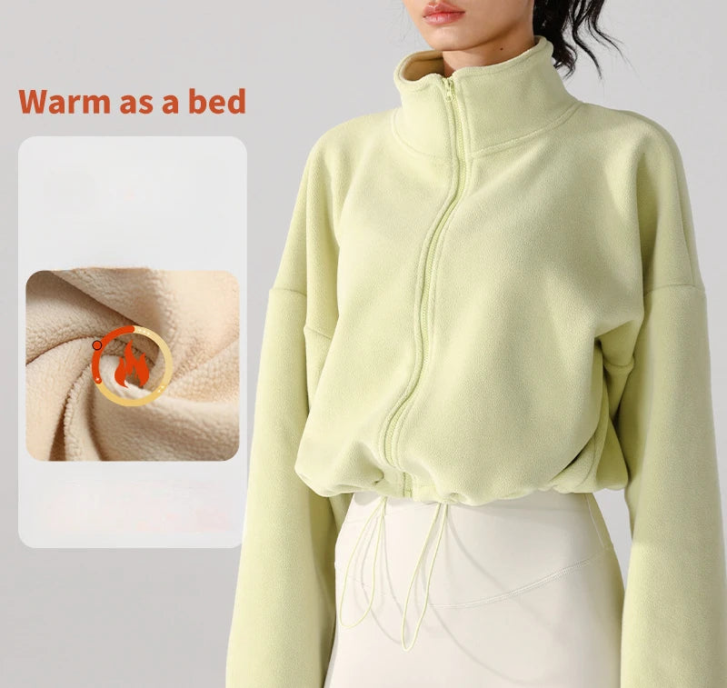 Womens Fleece 2 Piece Outfits Lounge Sets Crop Hoodies Tops Elastic Waist Jogger Pant Sweatsuits