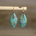 Dainty Earrings for Women Jewelry 18k Gold Plated Natural Gemstone Leaf Shape Healing Crystal Bohemian Drop Earrings