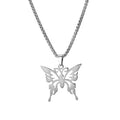 Dina Fashion Jewelry 2025 Designed High Polishing Cut Hollow Butterfly Pendant Stainless Steel Necklace With Chain for Women